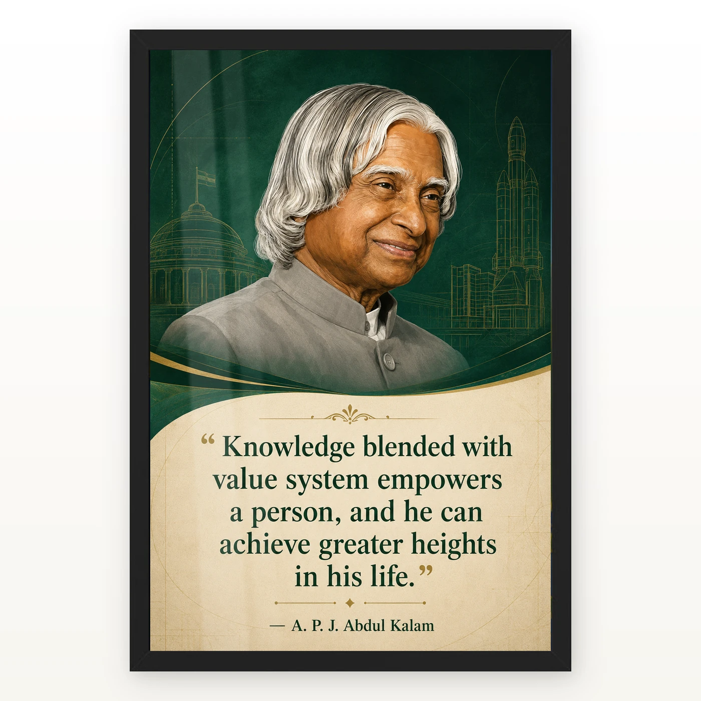 APJ Abdul Kalam Knowledge and Values Quote Photo Frame