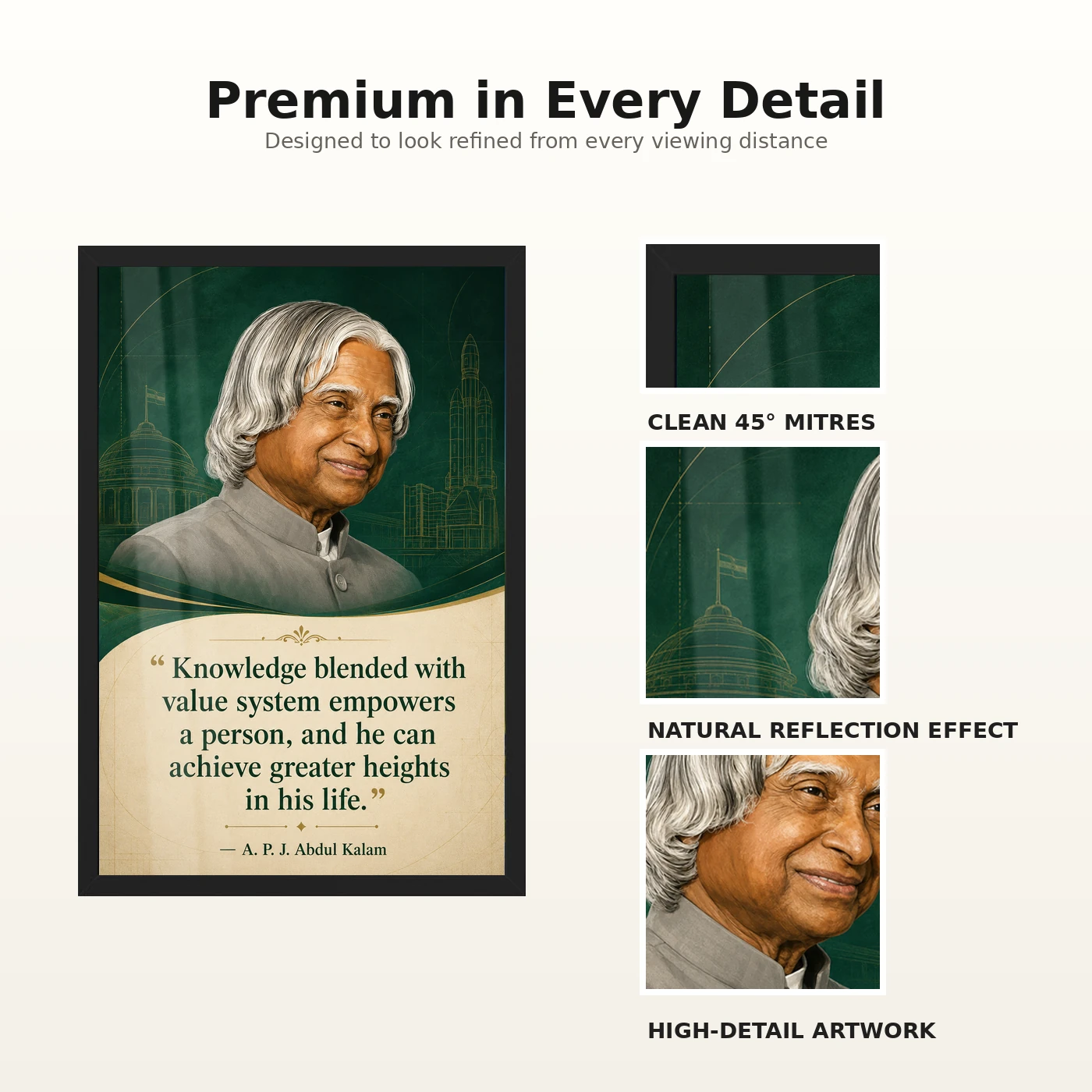 APJ Abdul Kalam Knowledge and Values Quote Photo Frame, view 9