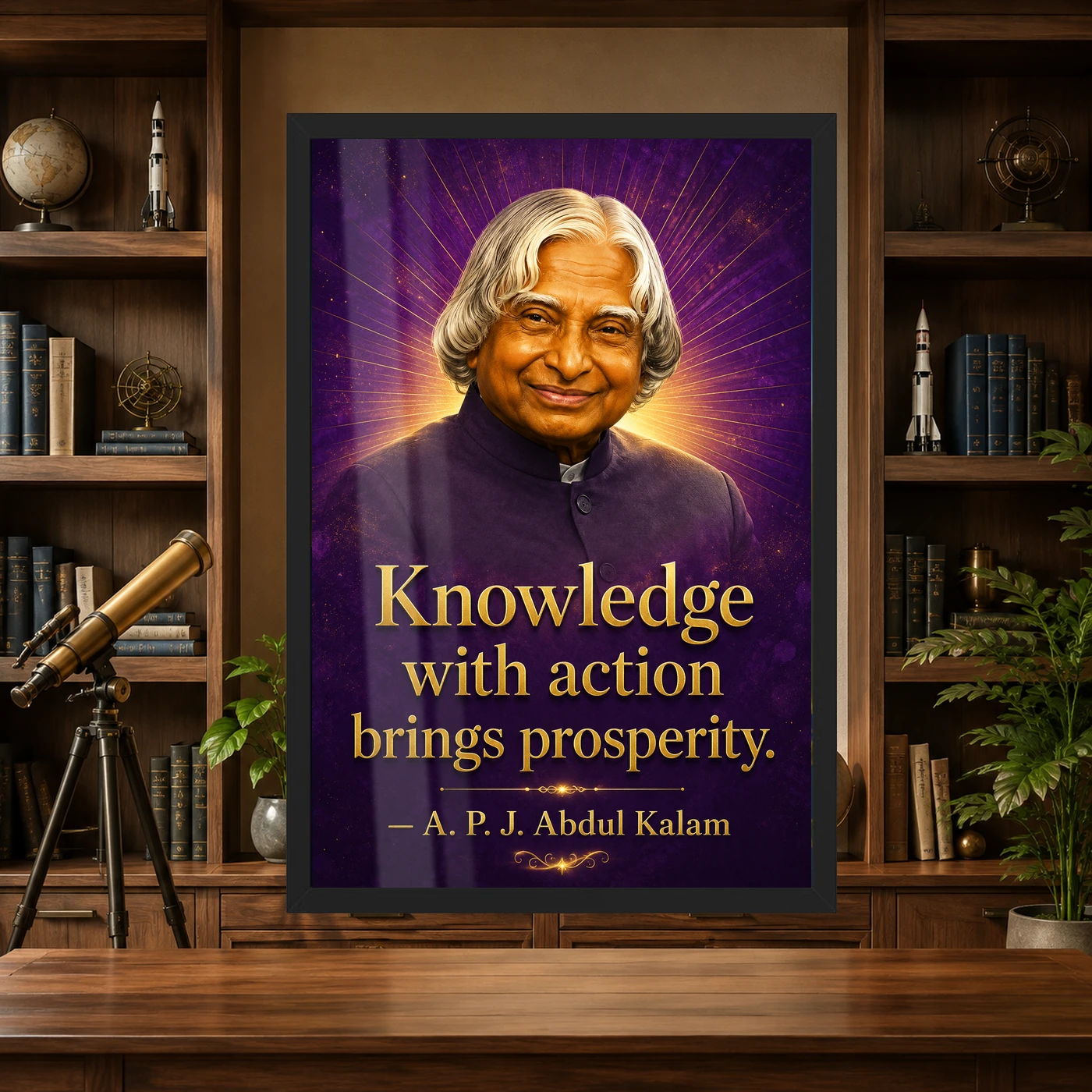 APJ Abdul Kalam Knowledge with Action Quote Photo Frame, view 4