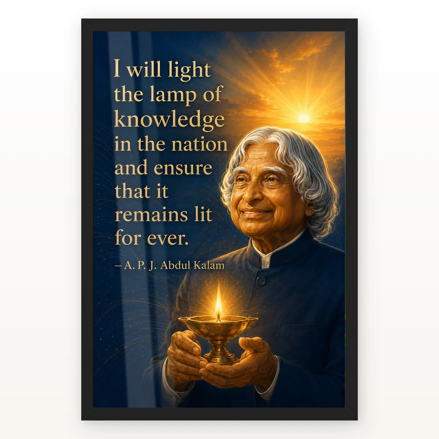 APJ Abdul Kalam Lamp of Knowledge Quote Photo Frame