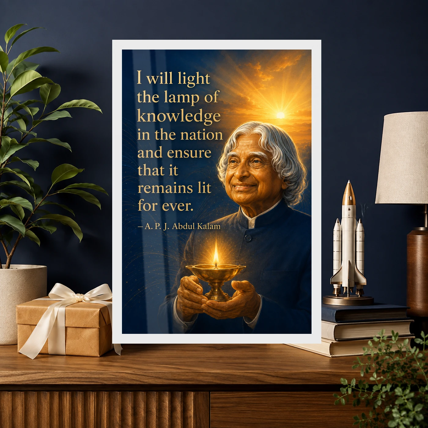 APJ Abdul Kalam Lamp of Knowledge Quote Photo Frame, view 10