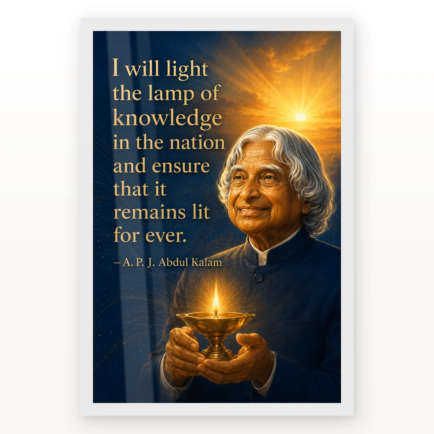 APJ Abdul Kalam Lamp of Knowledge Quote Photo Frame, view 2