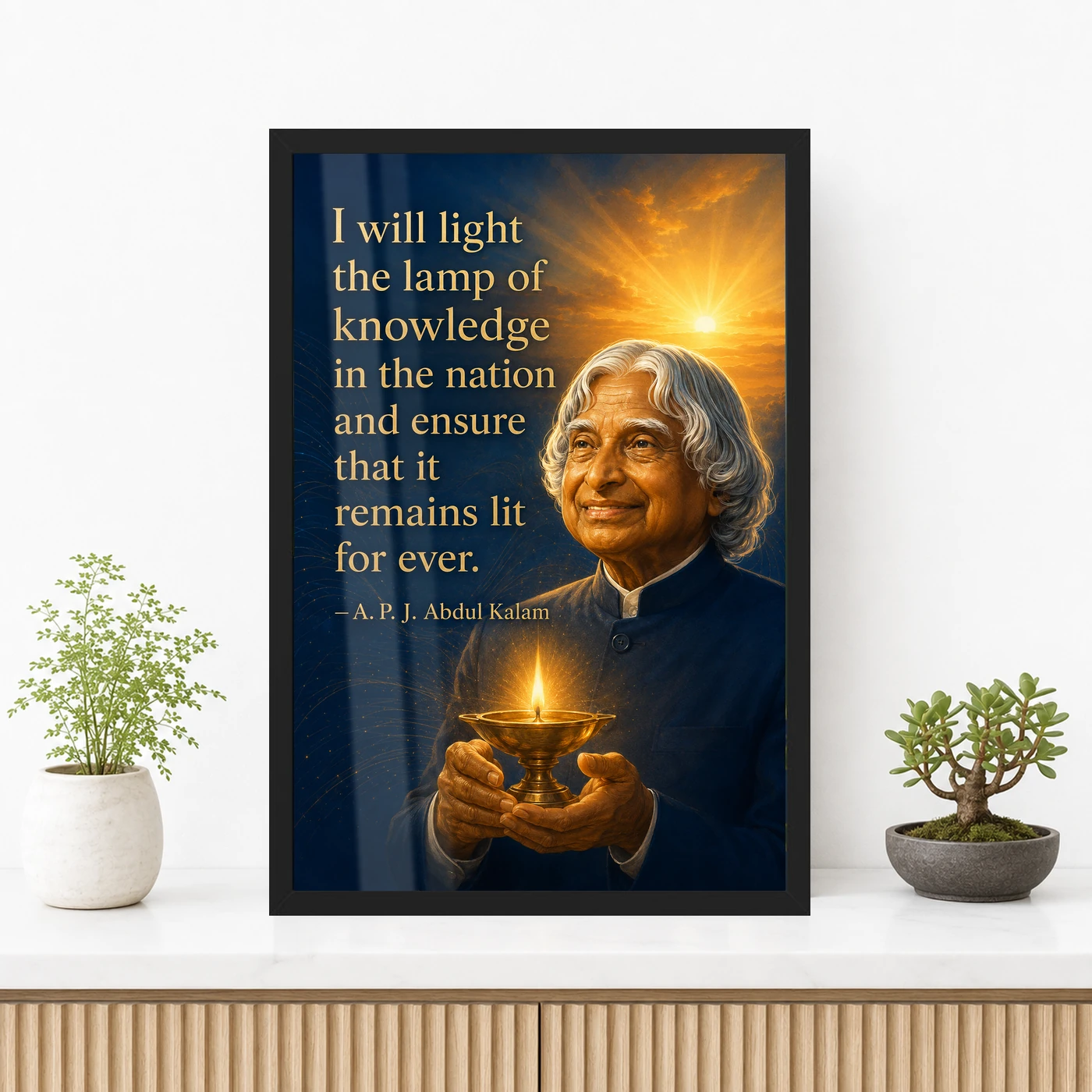 APJ Abdul Kalam Lamp of Knowledge Quote Photo Frame, view 3