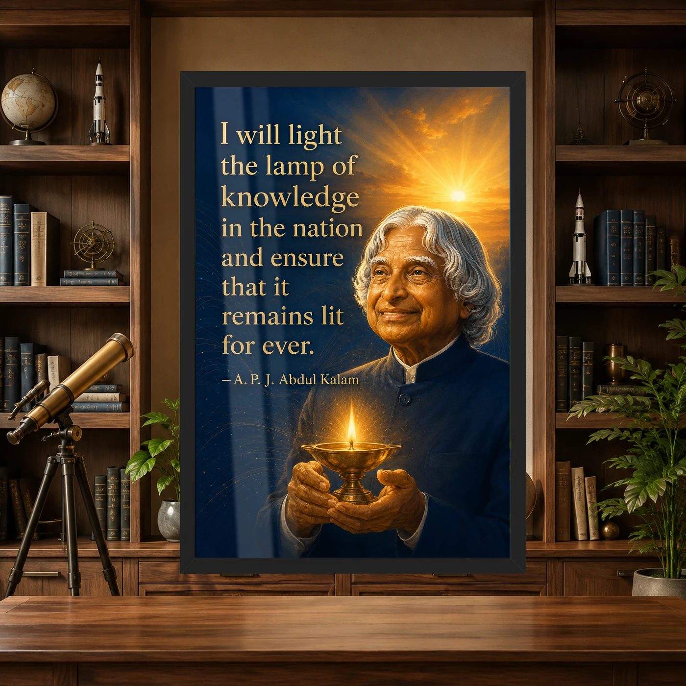 APJ Abdul Kalam Lamp of Knowledge Quote Photo Frame, view 4