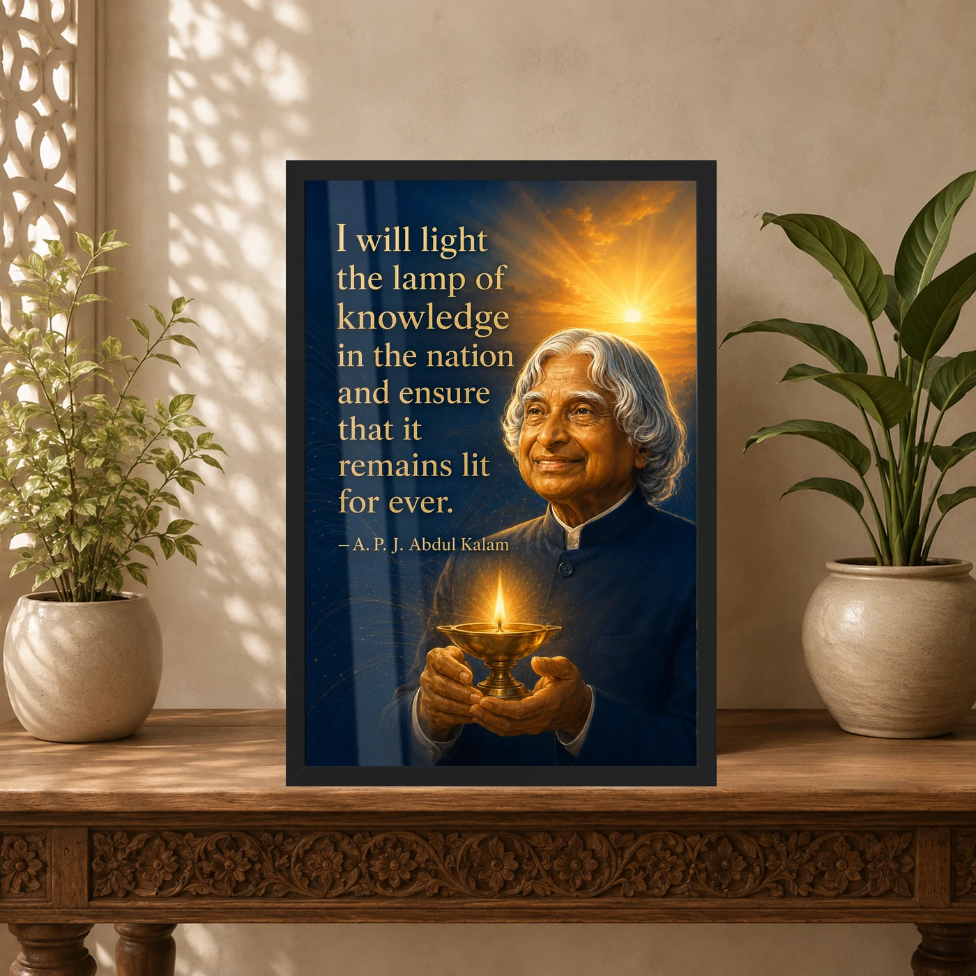 APJ Abdul Kalam Lamp of Knowledge Quote Photo Frame, view 5