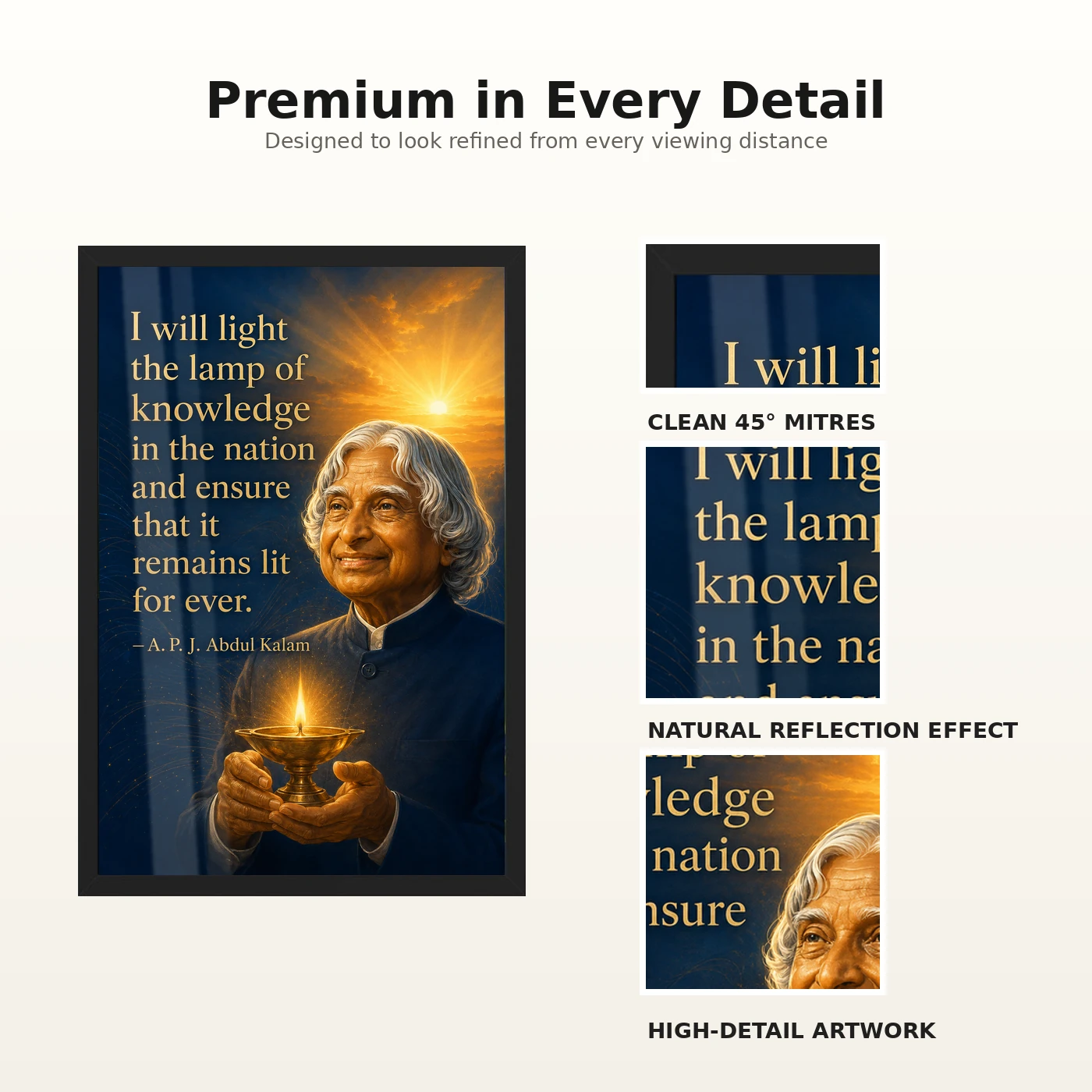 APJ Abdul Kalam Lamp of Knowledge Quote Photo Frame, view 9