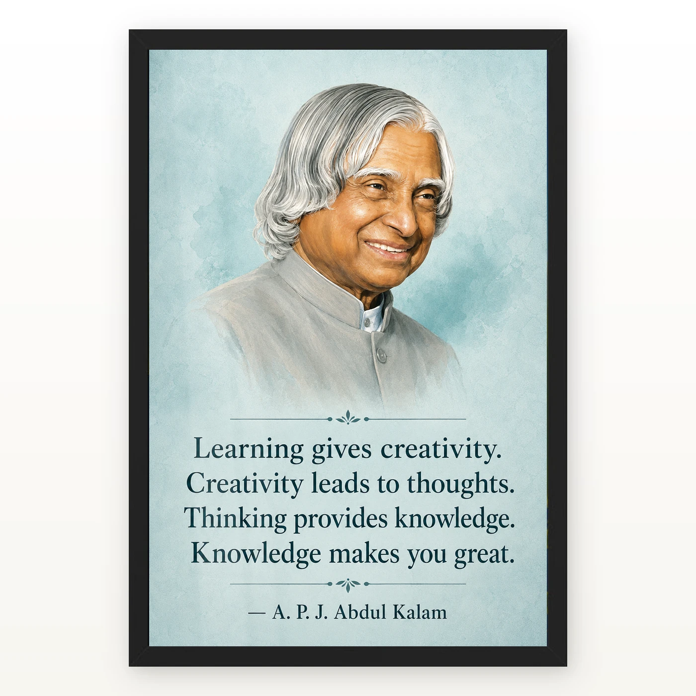 APJ Abdul Kalam Learning Creativity Knowledge Quote Frame