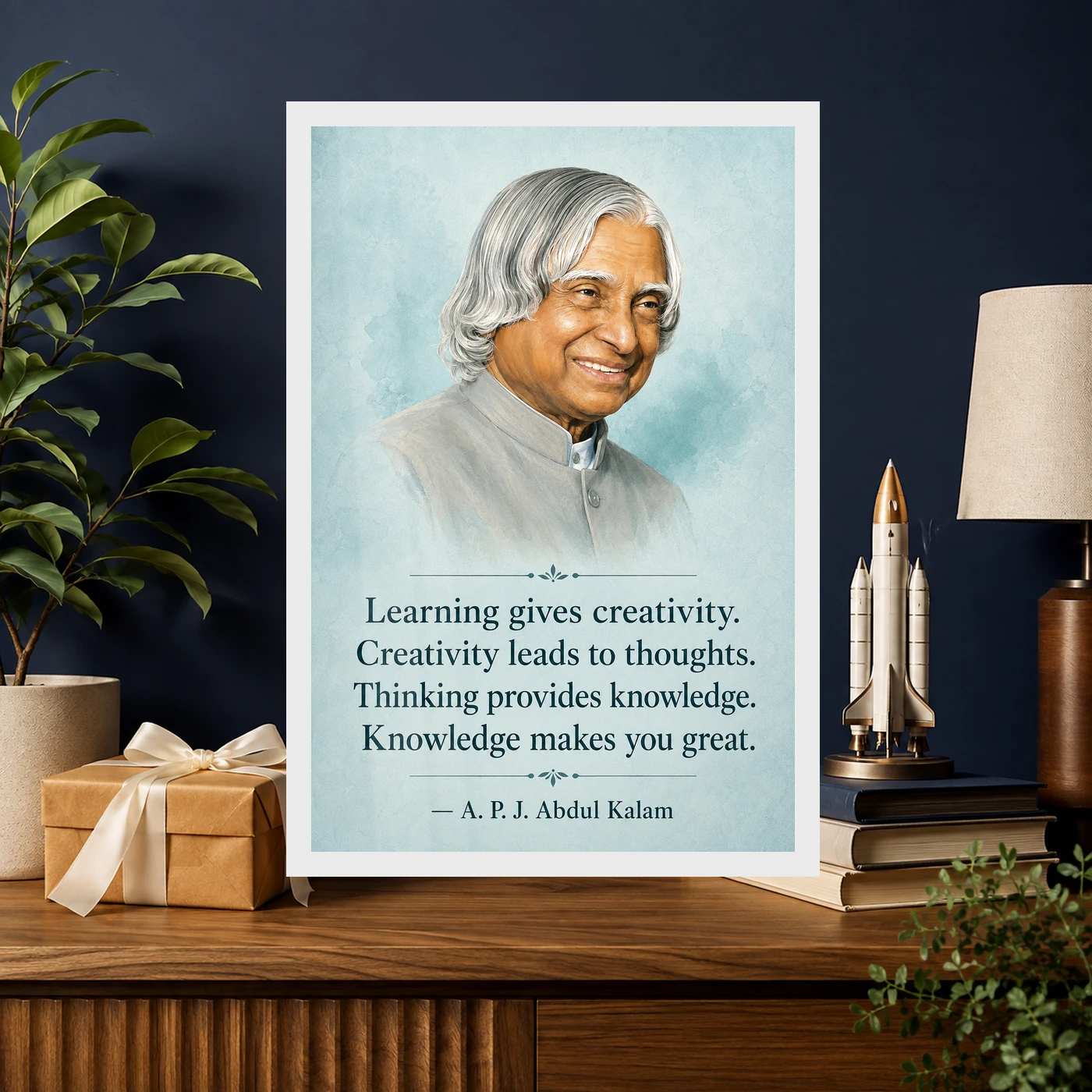 APJ Abdul Kalam Learning Creativity Knowledge Quote Frame, view 10