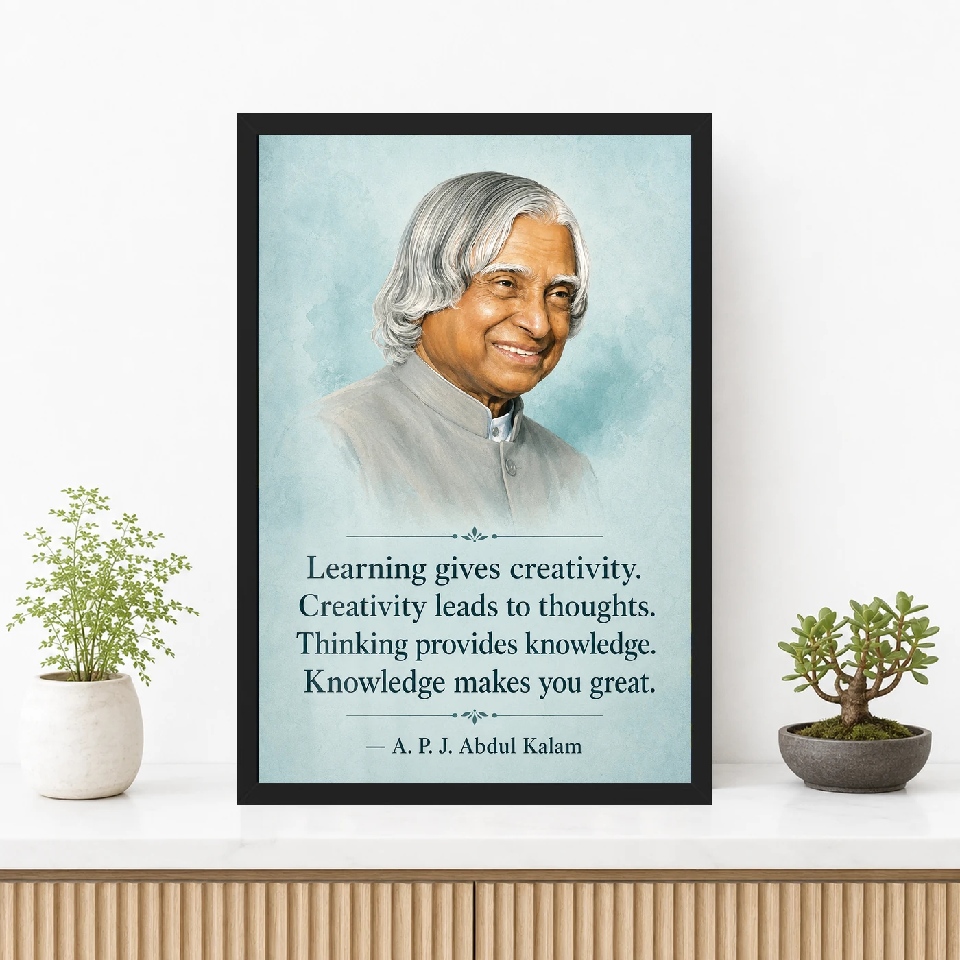APJ Abdul Kalam Learning Creativity Knowledge Quote Frame, view 3