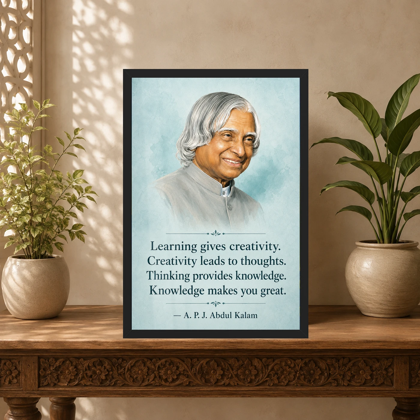 APJ Abdul Kalam Learning Creativity Knowledge Quote Frame, view 5