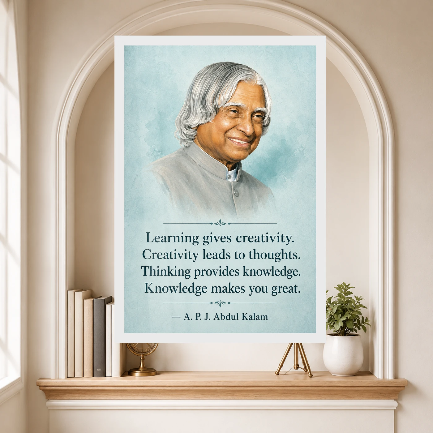 APJ Abdul Kalam Learning Creativity Knowledge Quote Frame, view 6