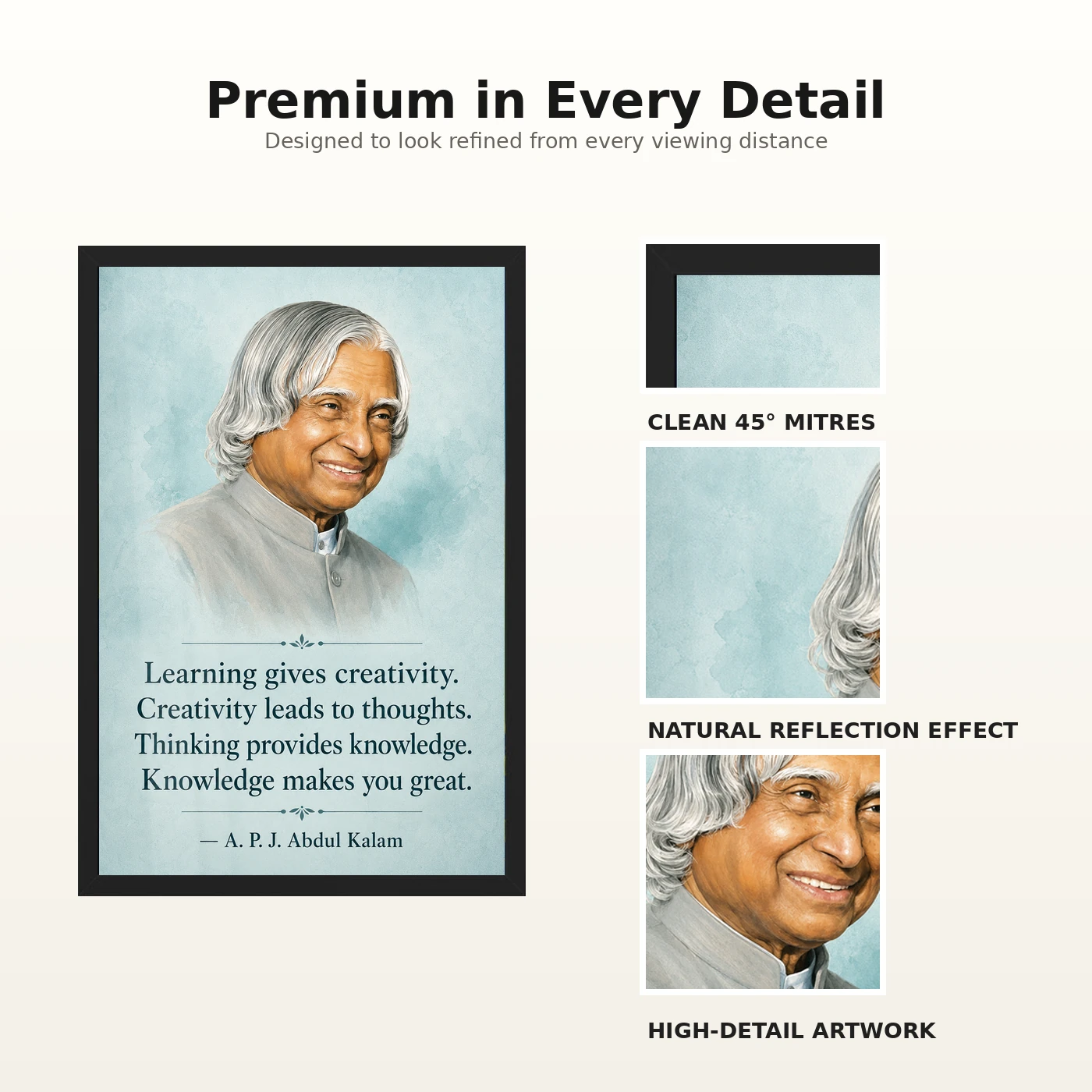 APJ Abdul Kalam Learning Creativity Knowledge Quote Frame, view 9