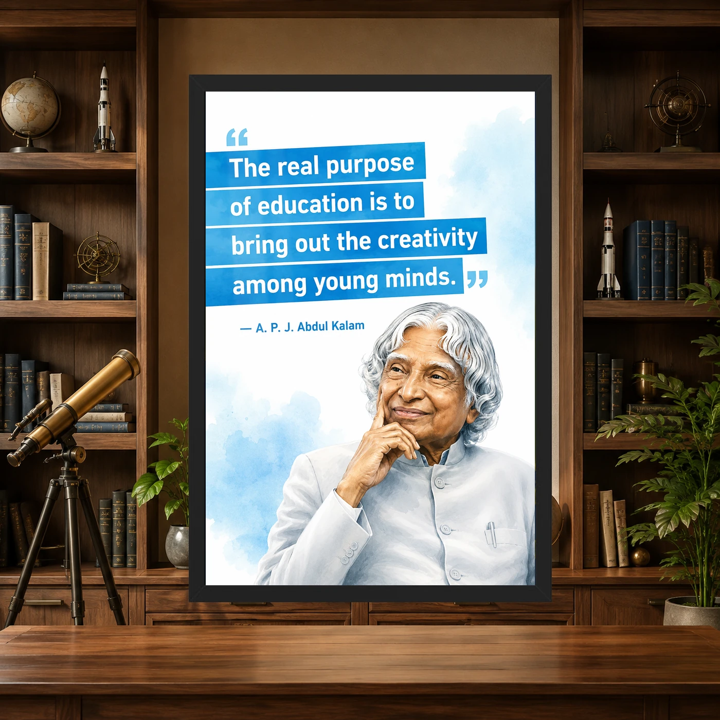 APJ Abdul Kalam Purpose of Education Quote Photo Frame, view 4