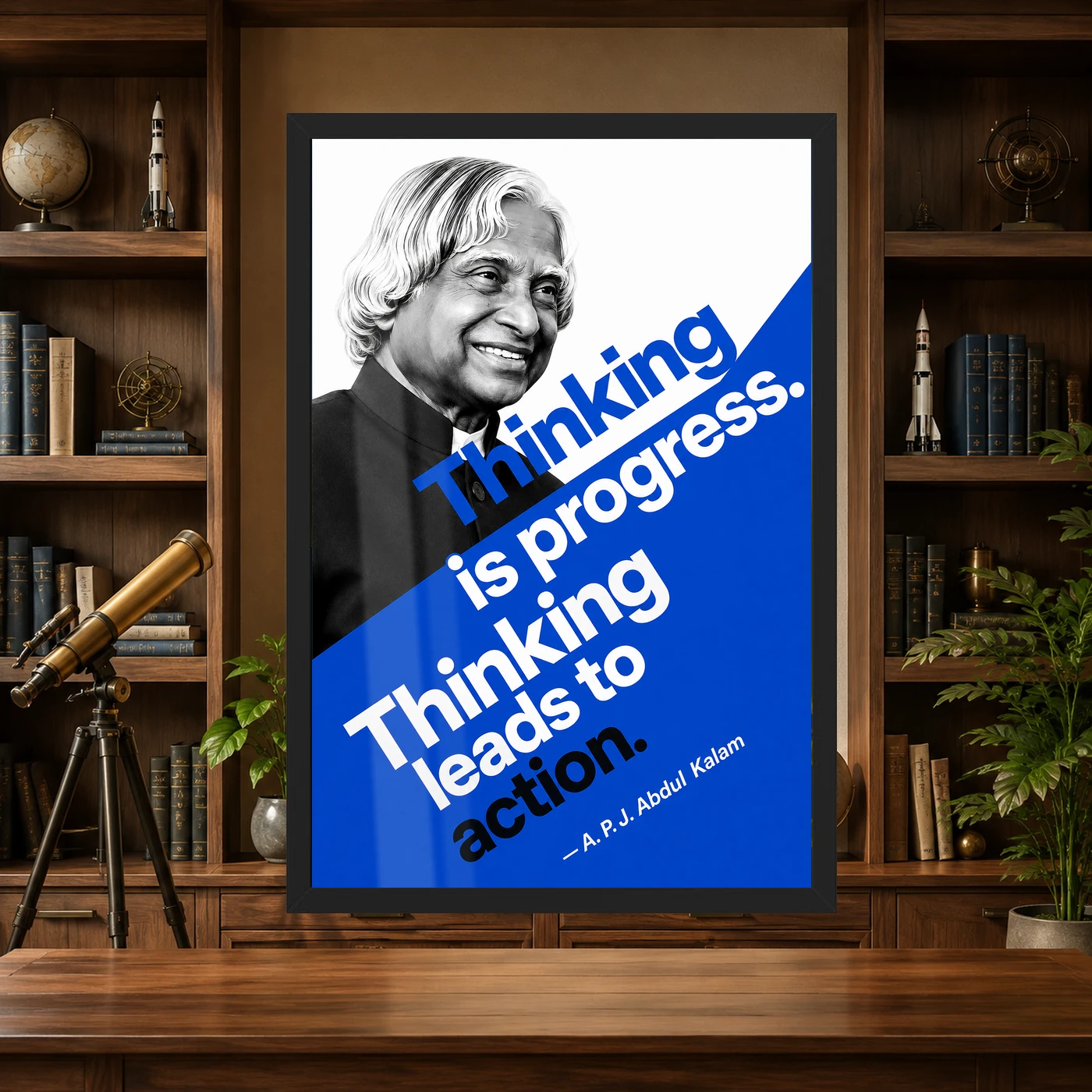 APJ Abdul Kalam Thinking Is Progress Quote Photo Frame, view 4