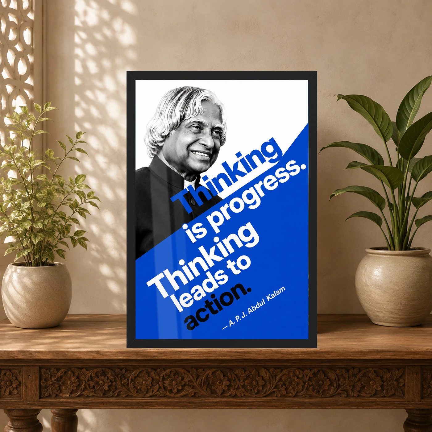 APJ Abdul Kalam Thinking Is Progress Quote Photo Frame, view 5