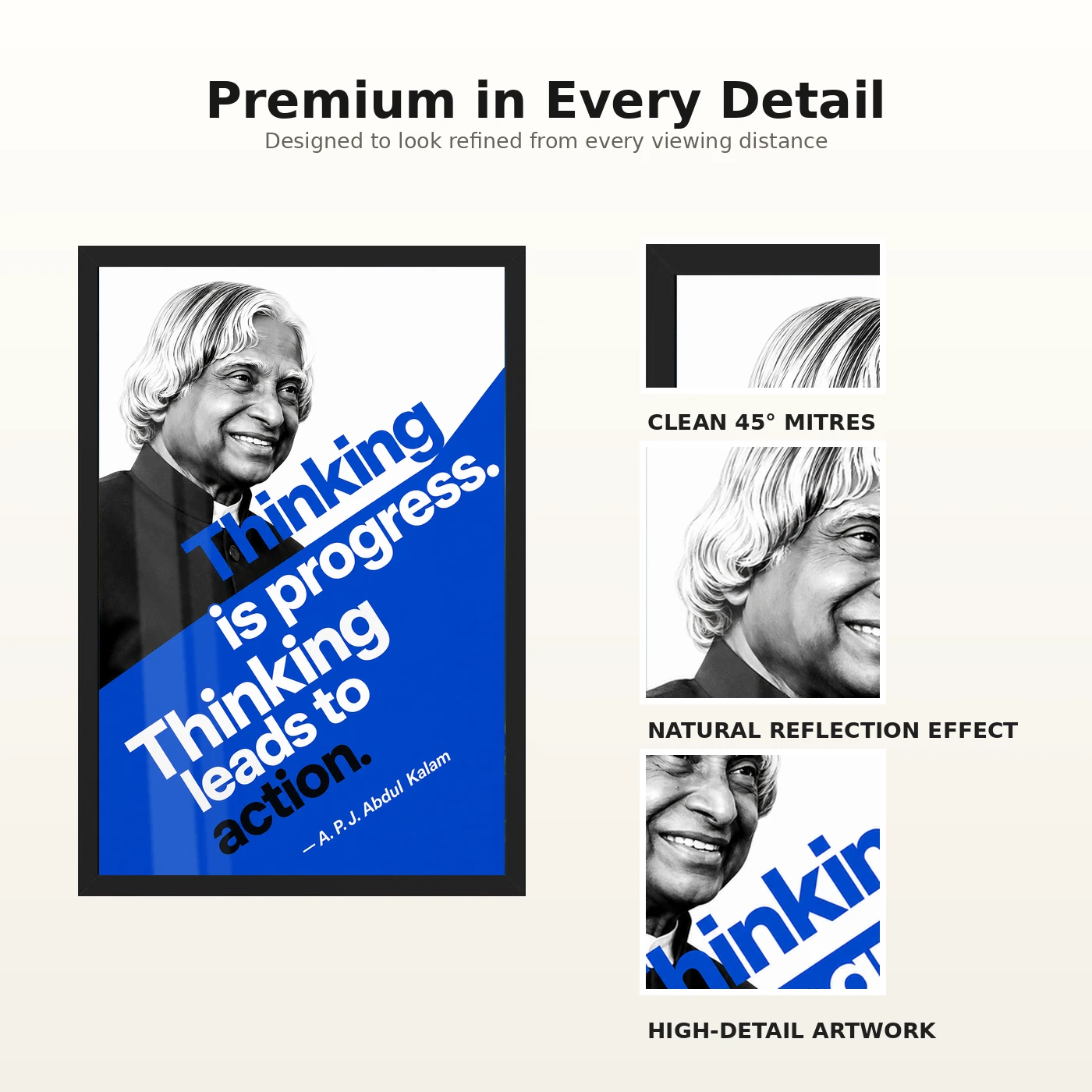 APJ Abdul Kalam Thinking Is Progress Quote Photo Frame, view 9
