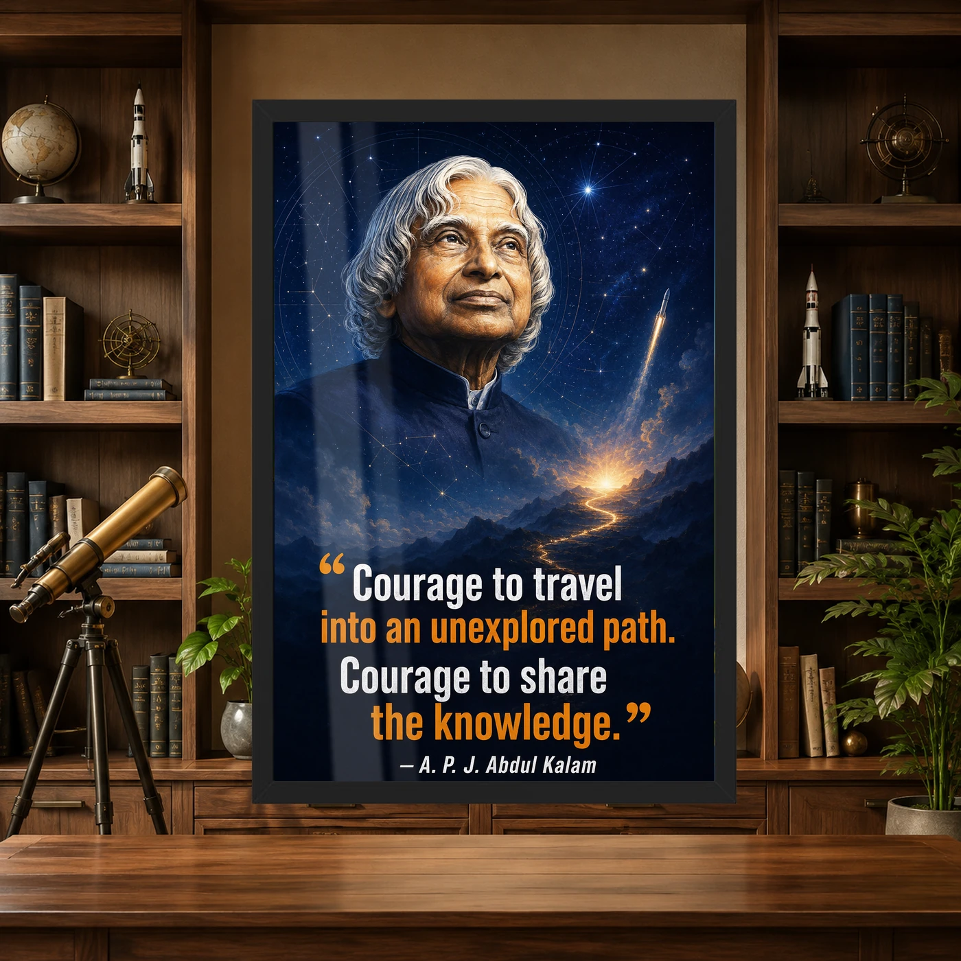 APJ Abdul Kalam Unexplored Path Courage Quote Frame, view 4