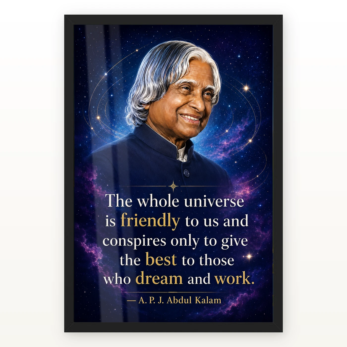APJ Abdul Kalam Universe Dream and Work Quote Frame