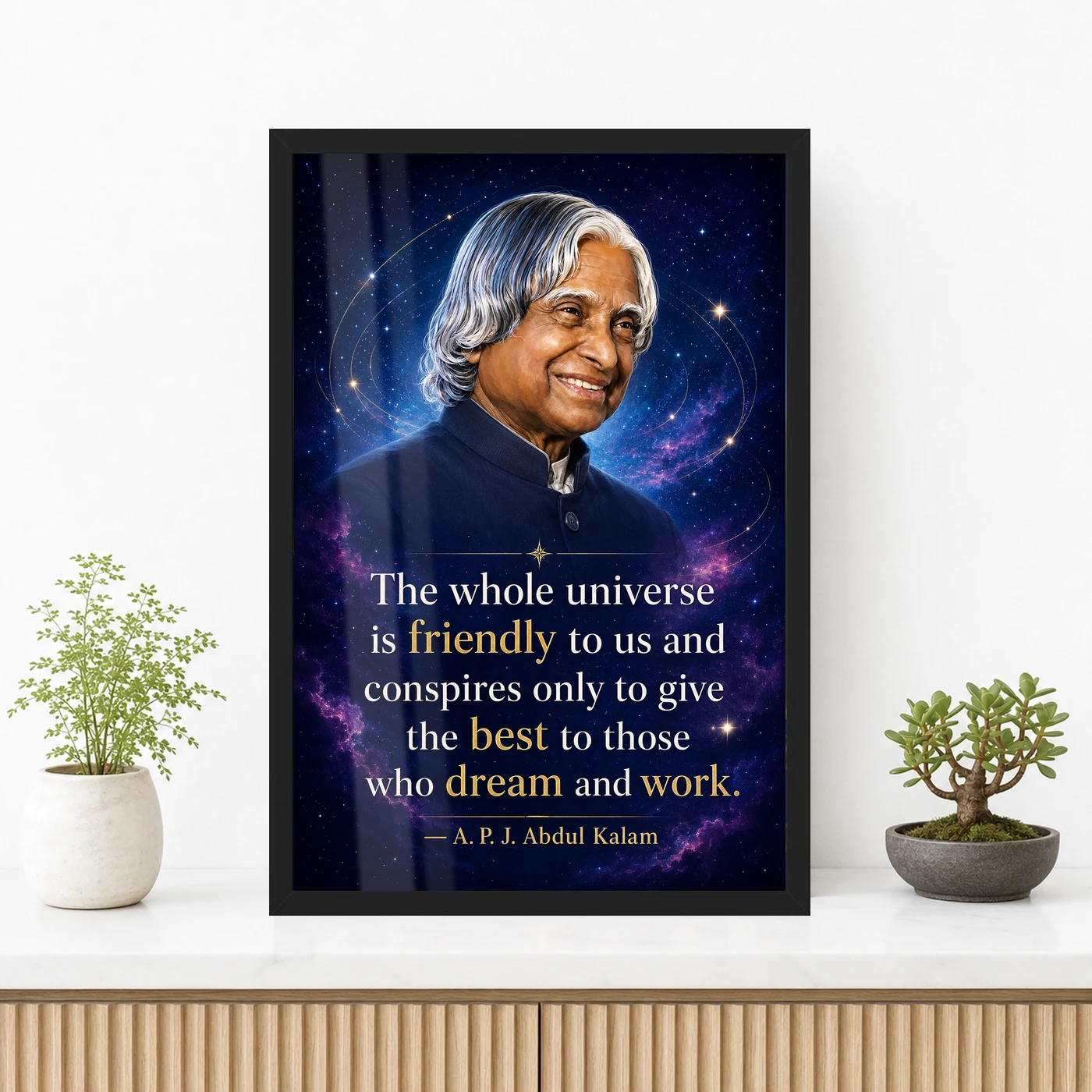 APJ Abdul Kalam Universe Dream and Work Quote Frame, view 3