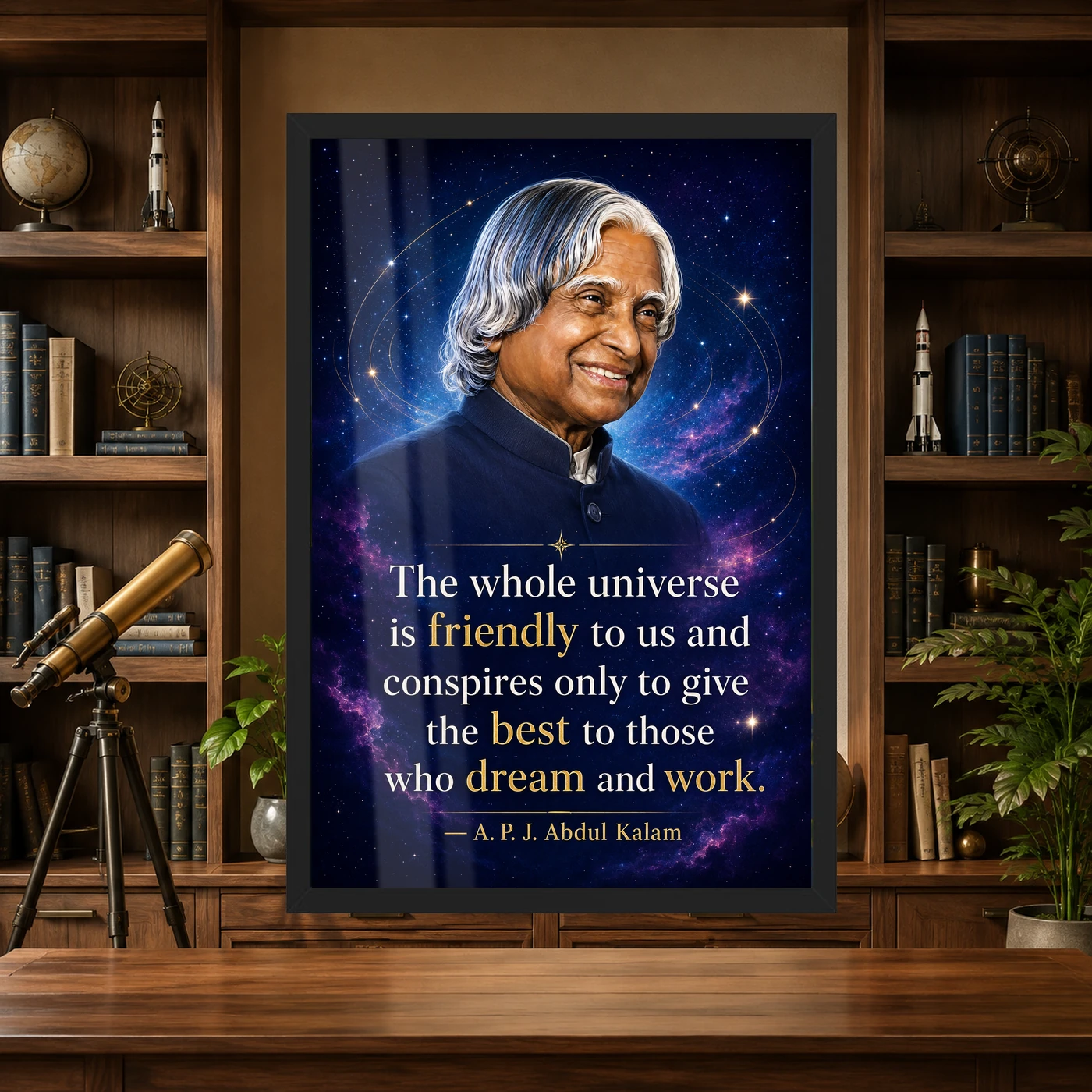 APJ Abdul Kalam Universe Dream and Work Quote Frame, view 4