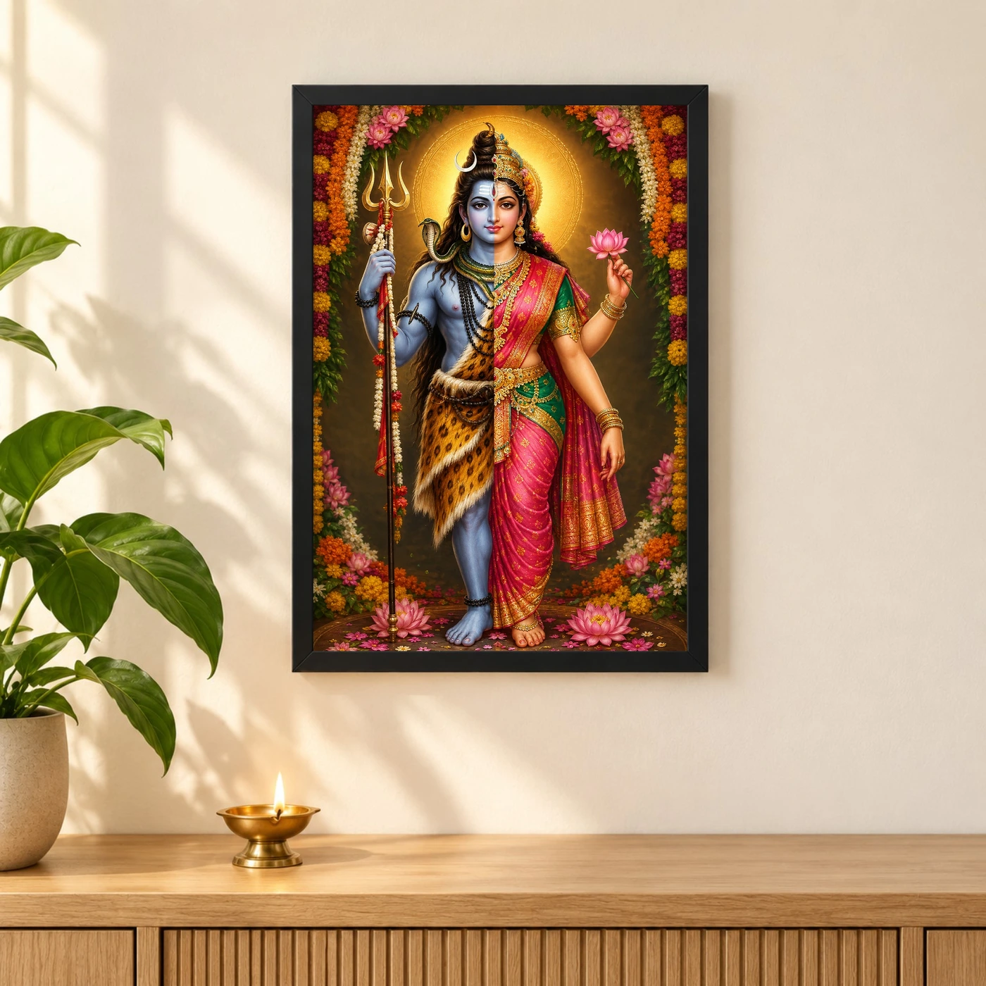 Ardhanarishvara Grand Festival Flower Decoration Photo Frame, view 3