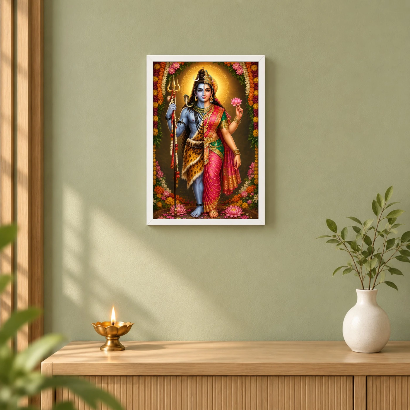 Ardhanarishvara Grand Festival Flower Decoration Photo Frame, view 6
