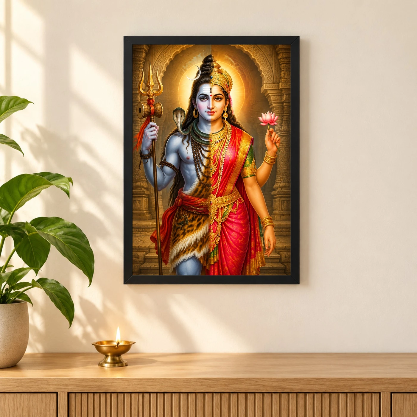 Ardhanarishvara Heritage Temple Architecture Backdrop Photo Frame, view 3