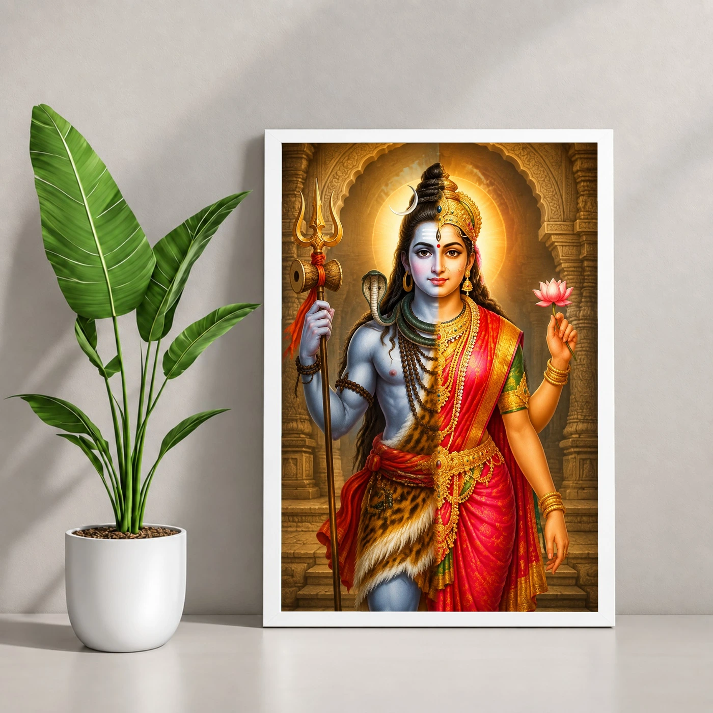 Ardhanarishvara Heritage Temple Architecture Backdrop Photo Frame, view 4