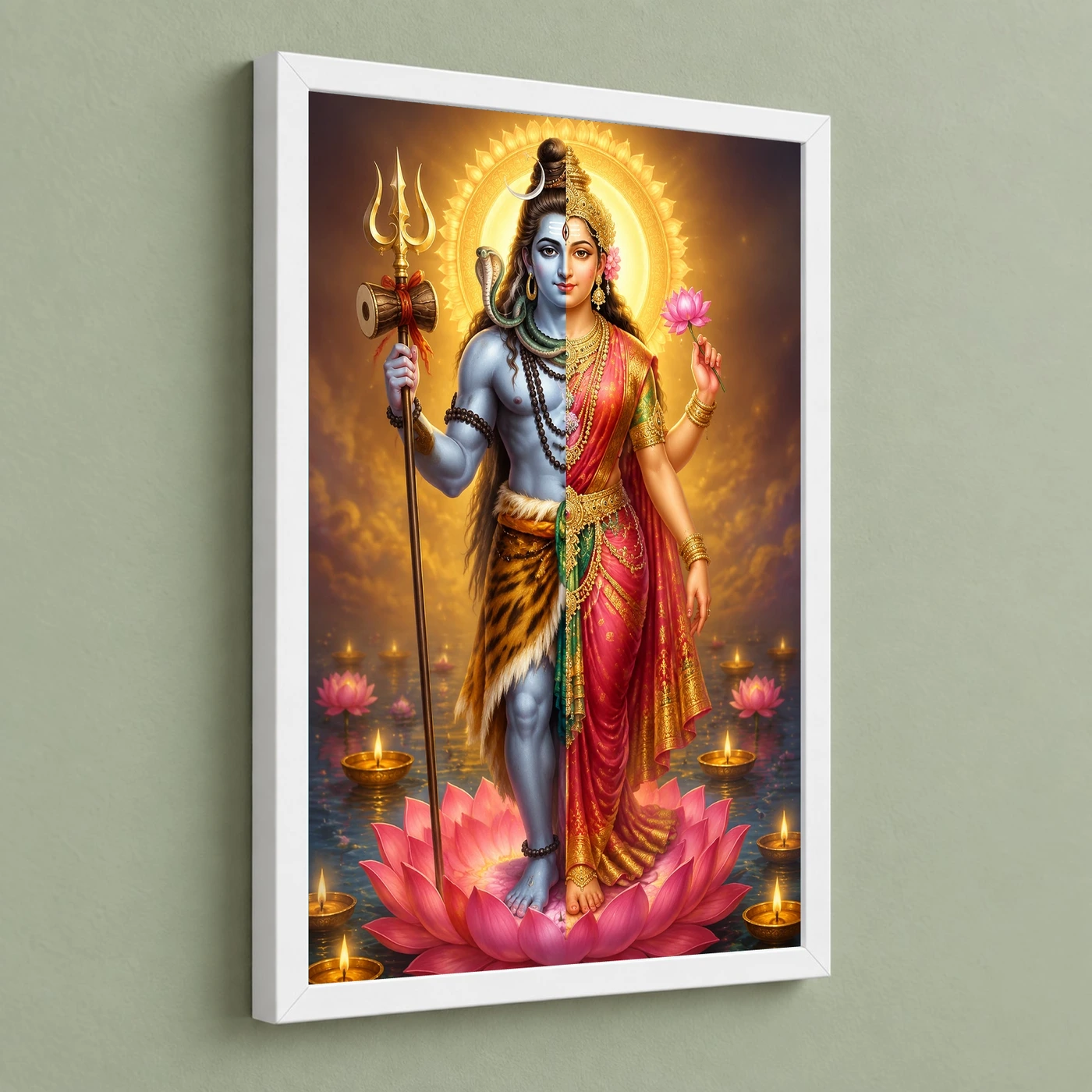 Ardhanarishvara Lotus And Diya Radiance Photo Frame, view 5