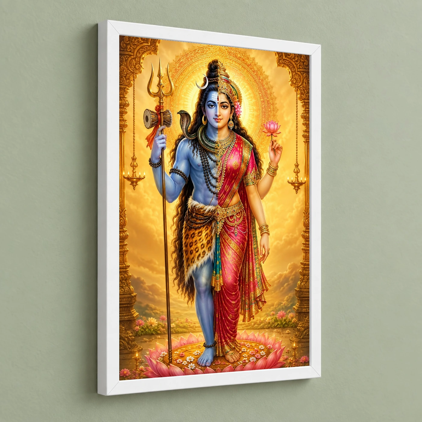 Ardhanarishvara Ornate Golden Temple Darshan Photo Frame, view 5