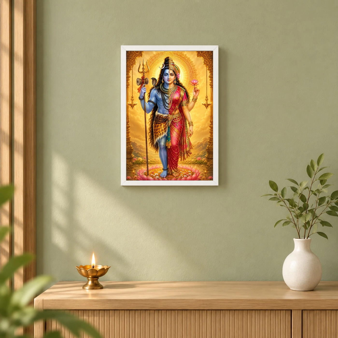 Ardhanarishvara Ornate Golden Temple Darshan Photo Frame, view 6