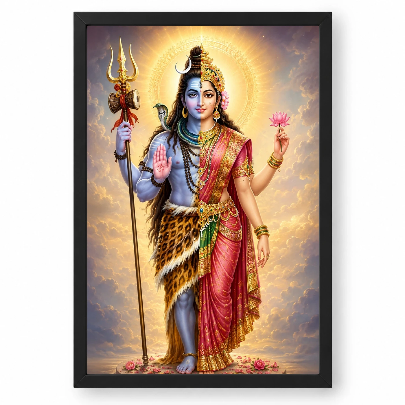 Ardhanarishvara Peaceful Home Mandir Composition Photo Frame