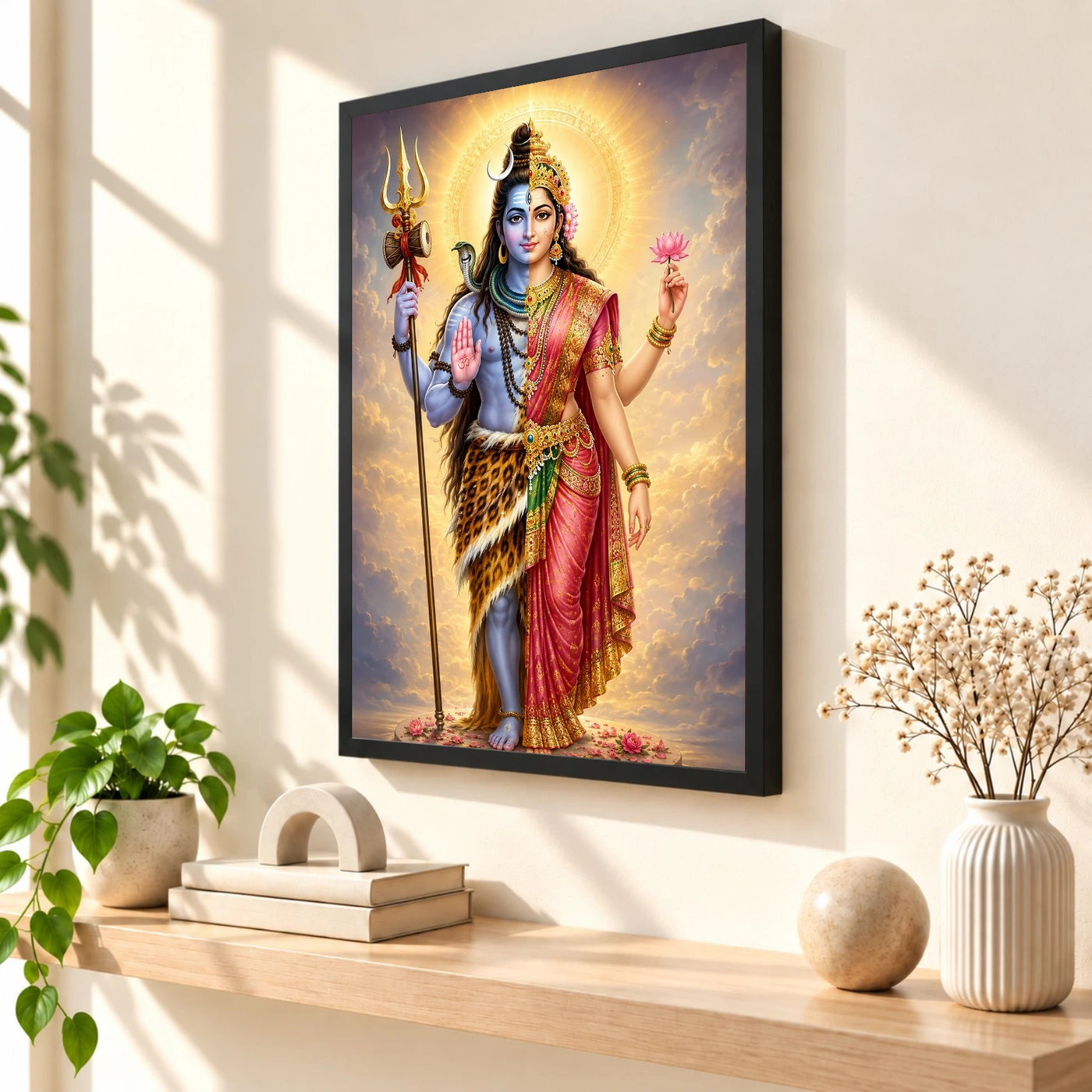 Ardhanarishvara Peaceful Home Mandir Composition Photo Frame, view 2