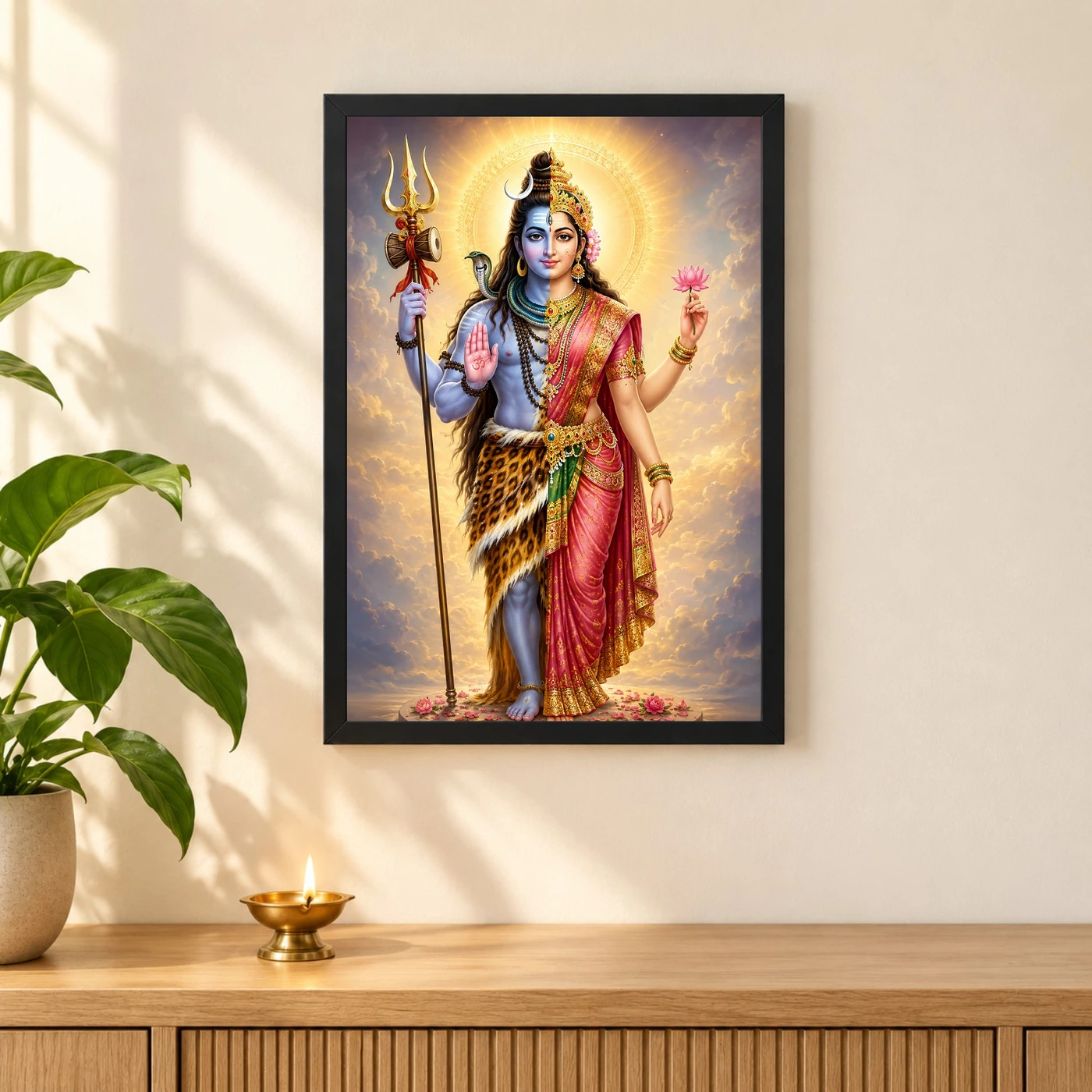 Ardhanarishvara Peaceful Home Mandir Composition Photo Frame, view 3