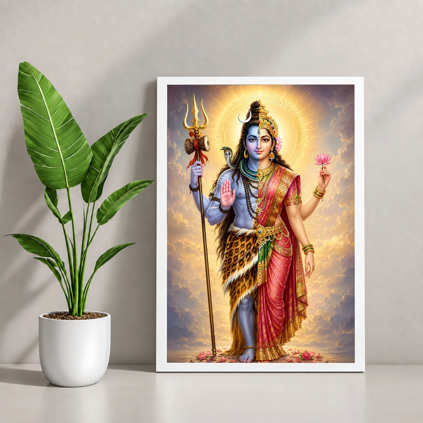 Ardhanarishvara Peaceful Home Mandir Composition Photo Frame, view 4