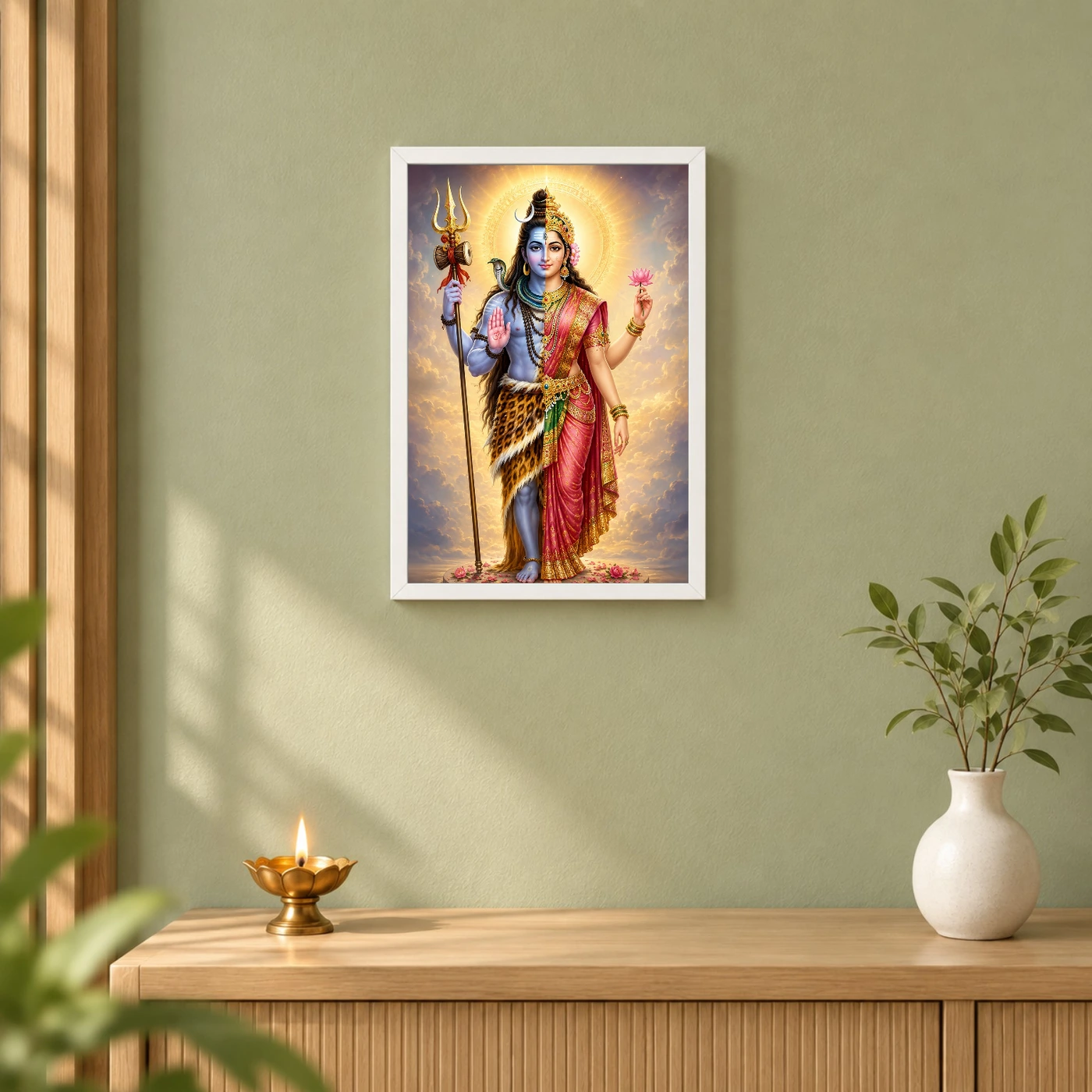 Ardhanarishvara Peaceful Home Mandir Composition Photo Frame, view 6