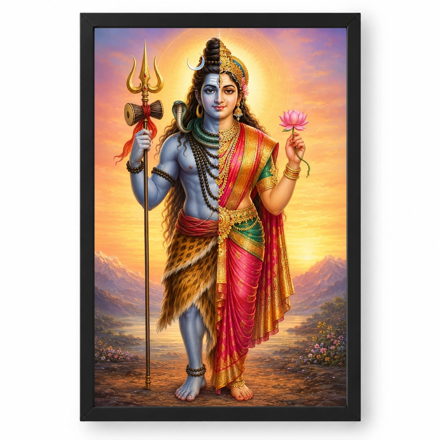 Ardhanarishvara Serene Sunrise Blessing Photo Frame