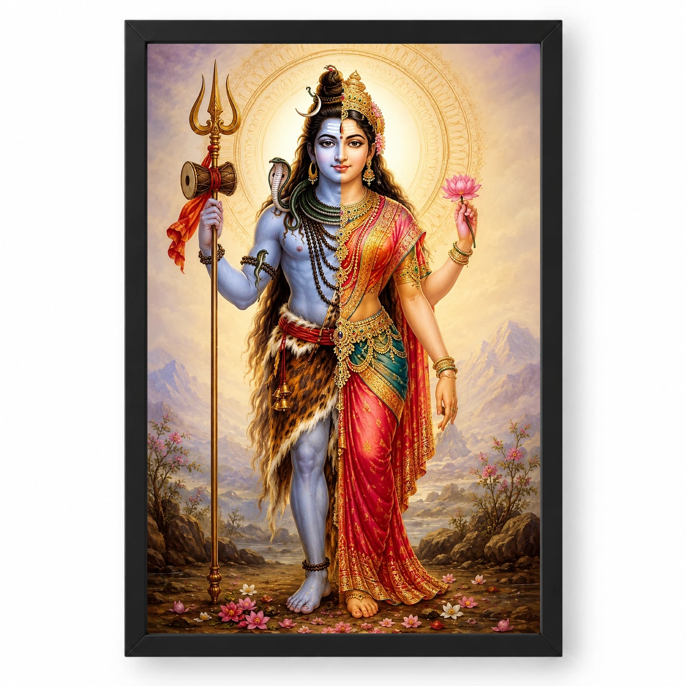 Ardhanarishvara Traditional Indian Miniature-Inspired Devotional Art Photo Frame