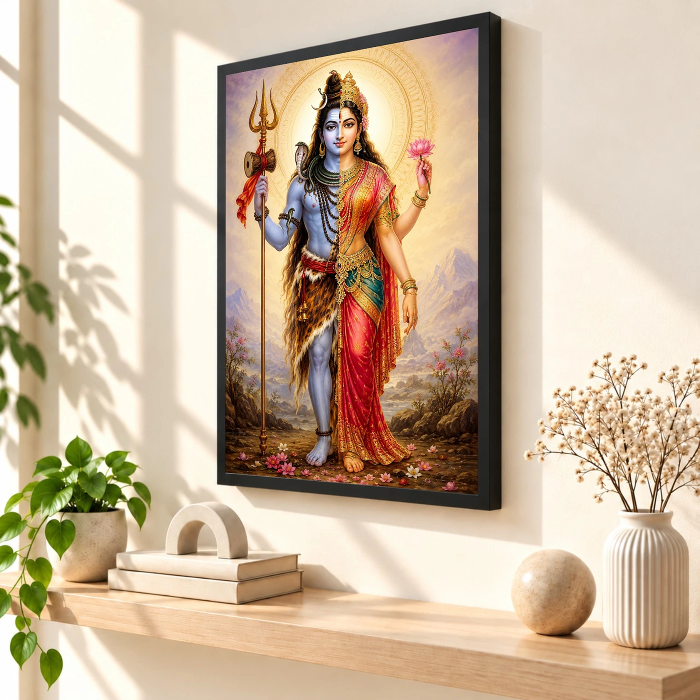 Ardhanarishvara Traditional Indian Miniature-Inspired Devotional Art Photo Frame, view 2