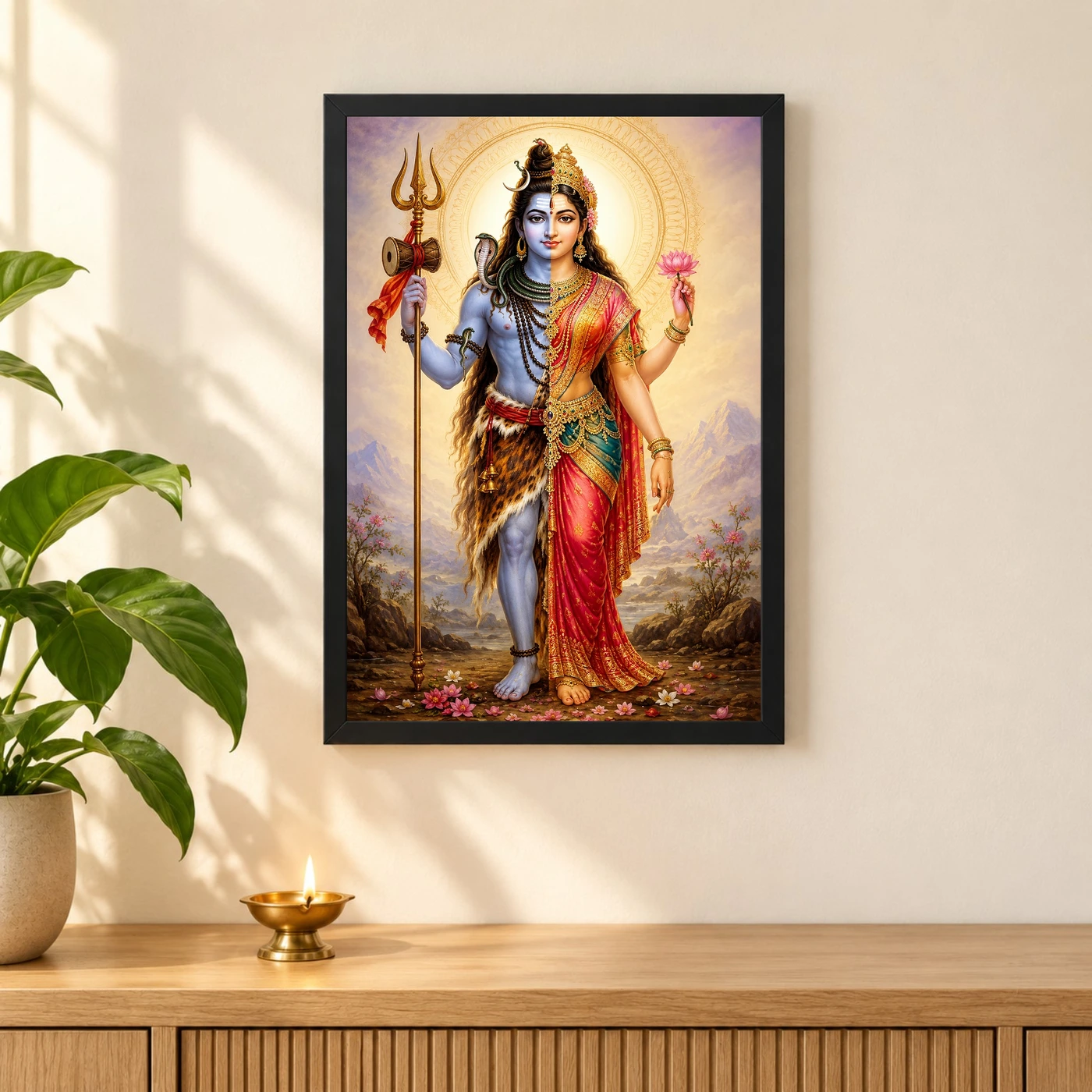 Ardhanarishvara Traditional Indian Miniature-Inspired Devotional Art Photo Frame, view 3