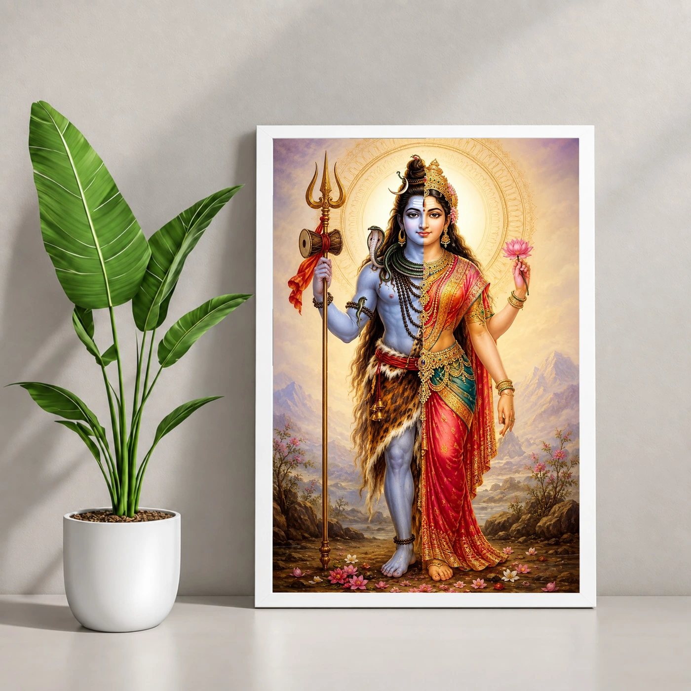 Ardhanarishvara Traditional Indian Miniature-Inspired Devotional Art Photo Frame, view 4
