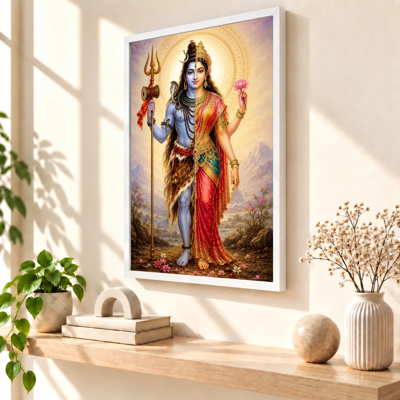 Ardhanarishvara Traditional Indian Miniature-Inspired Devotional Art Photo Frame, view 7