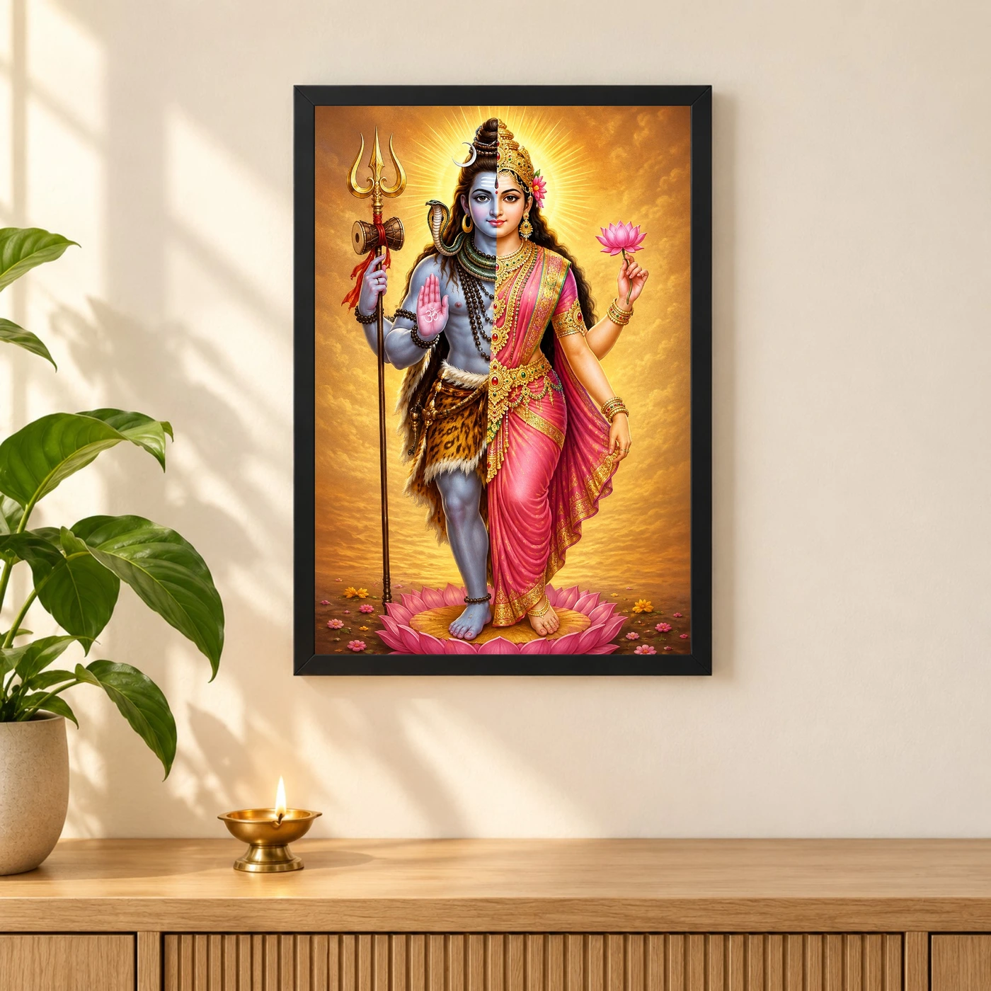 Ardhanarishvara Vivid Premium Spiritual Poster Art Photo Frame, view 3