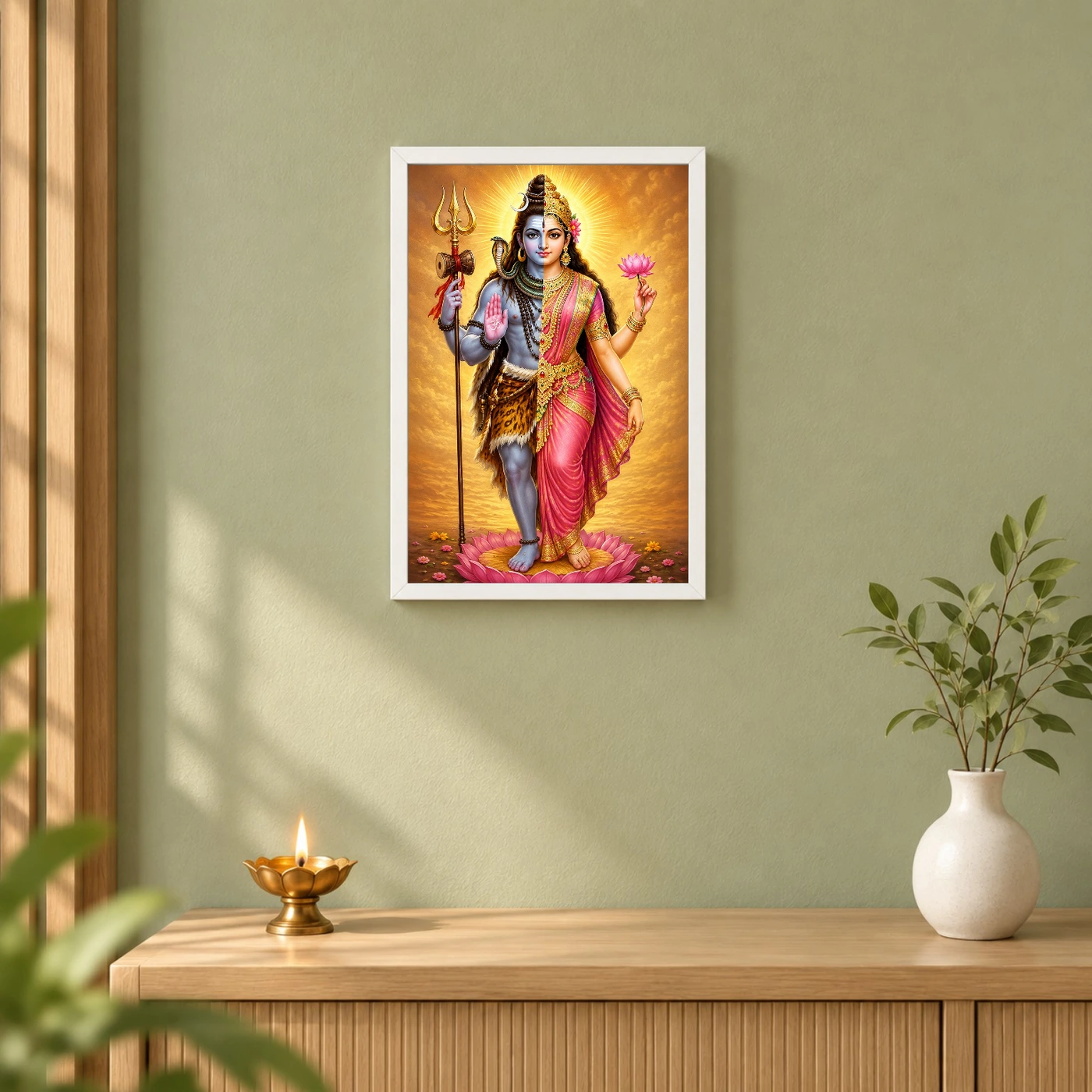 Ardhanarishvara Vivid Premium Spiritual Poster Art Photo Frame, view 6
