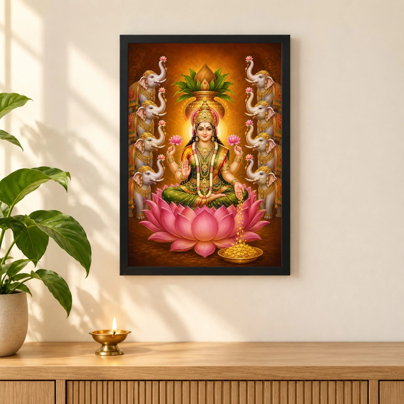 Ashta Gaja Varalakshmi Photo Frame – Eight Elephant Art, view 3