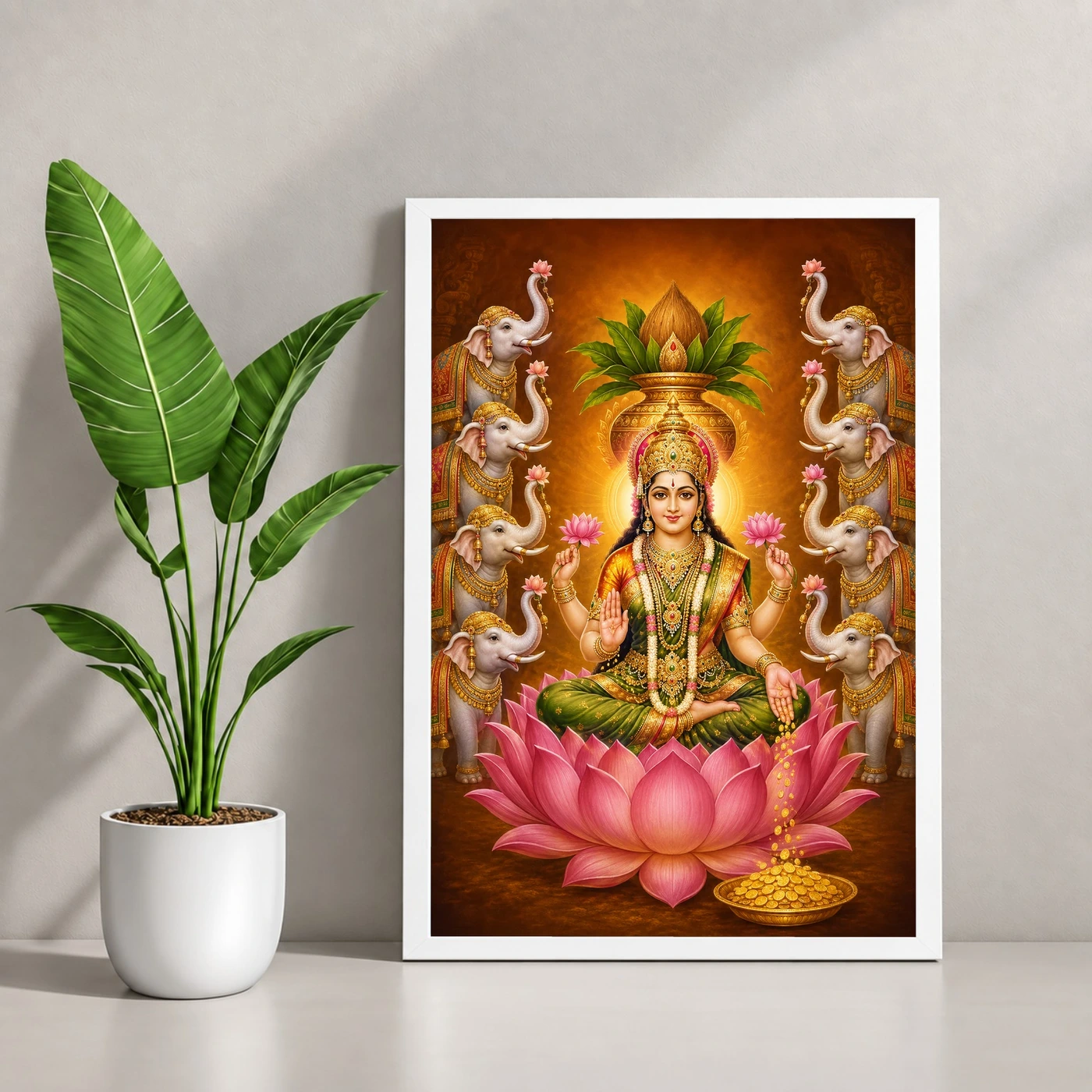 Ashta Gaja Varalakshmi Photo Frame – Eight Elephant Art, view 4