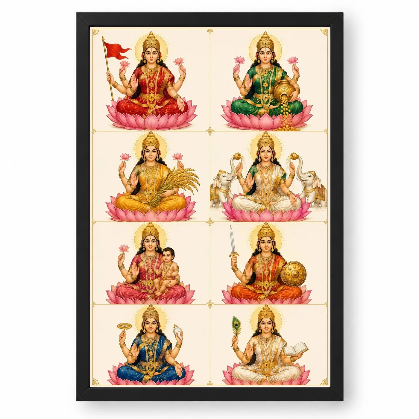 Ashta Lakshmi — Modern Minimalist 8-Grid Frame