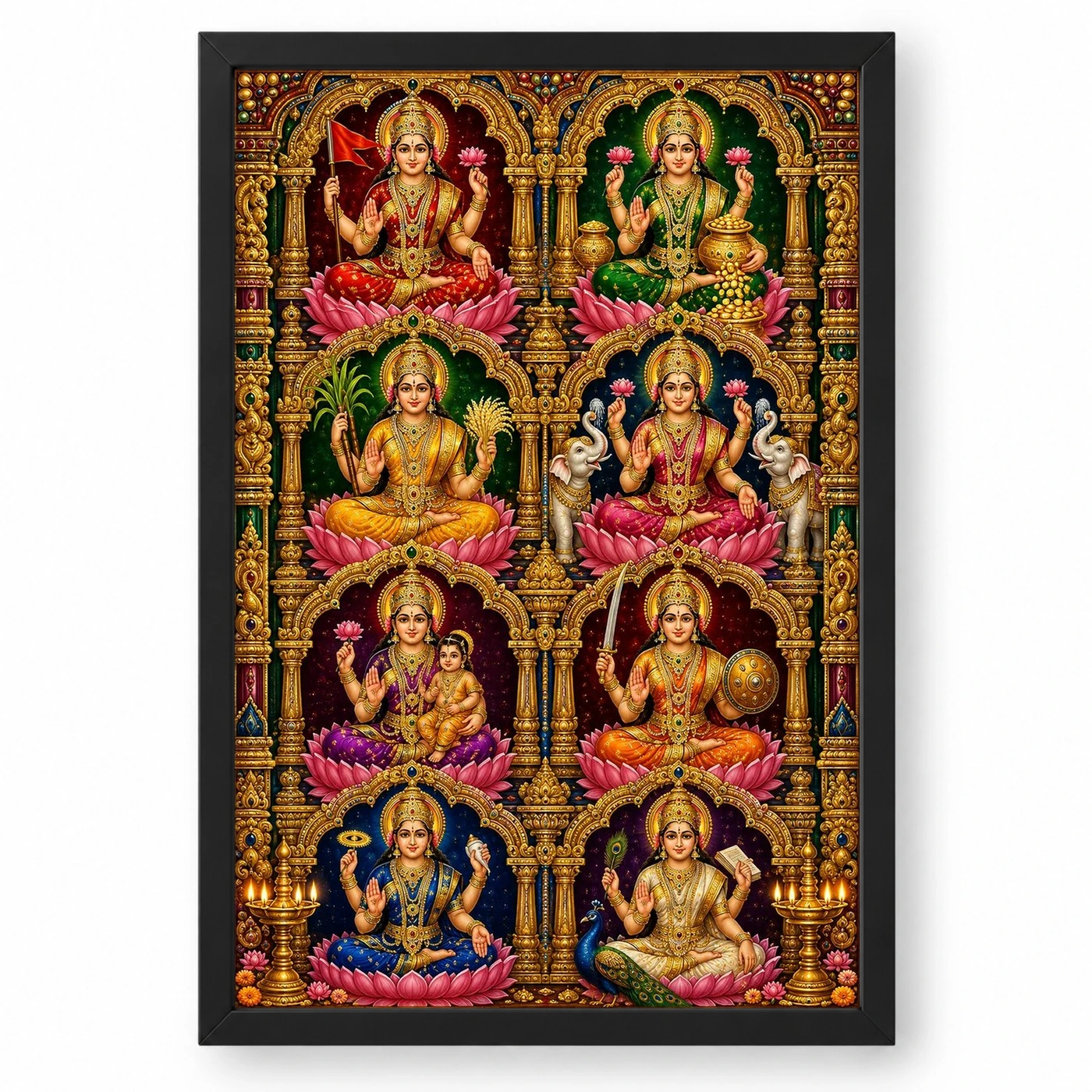 Ashta Lakshmi — Traditional Temple Style Frame