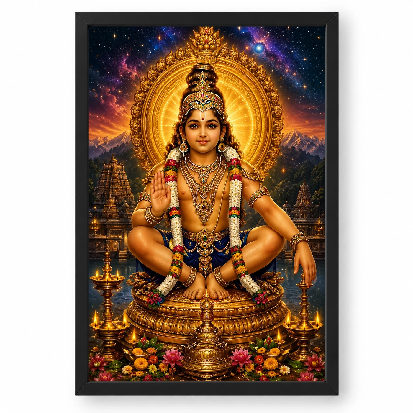 Ayyappa Swamy Cosmic Celestial Aura Photo Frame
