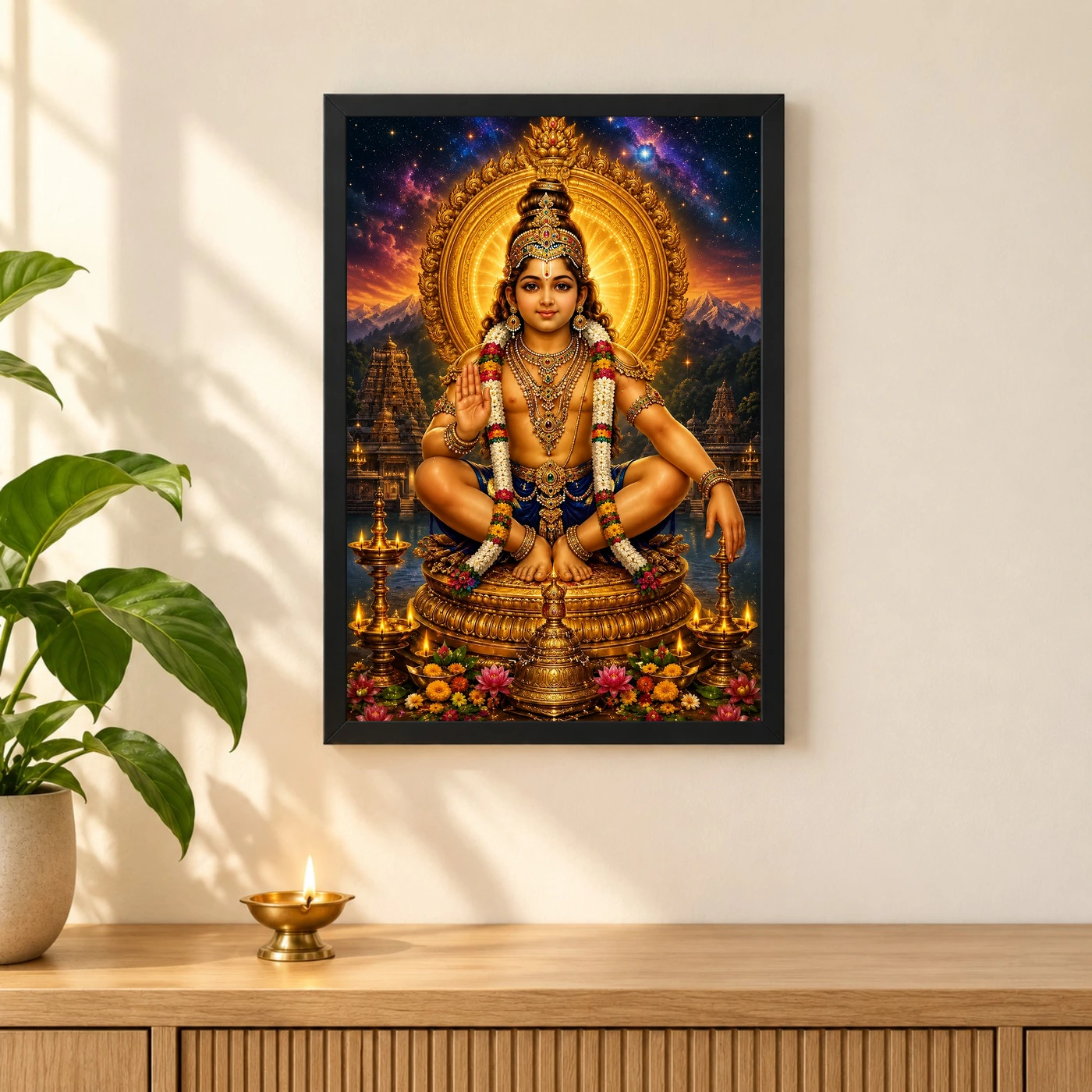 Ayyappa Swamy Cosmic Celestial Aura Photo Frame, view 3